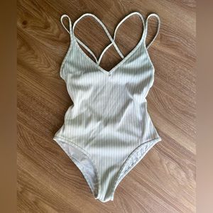 L Space one piece blue and white stripes